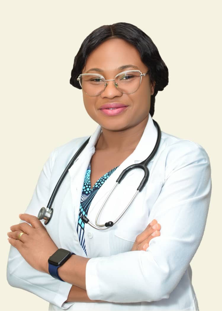 Doctor pointing to steps